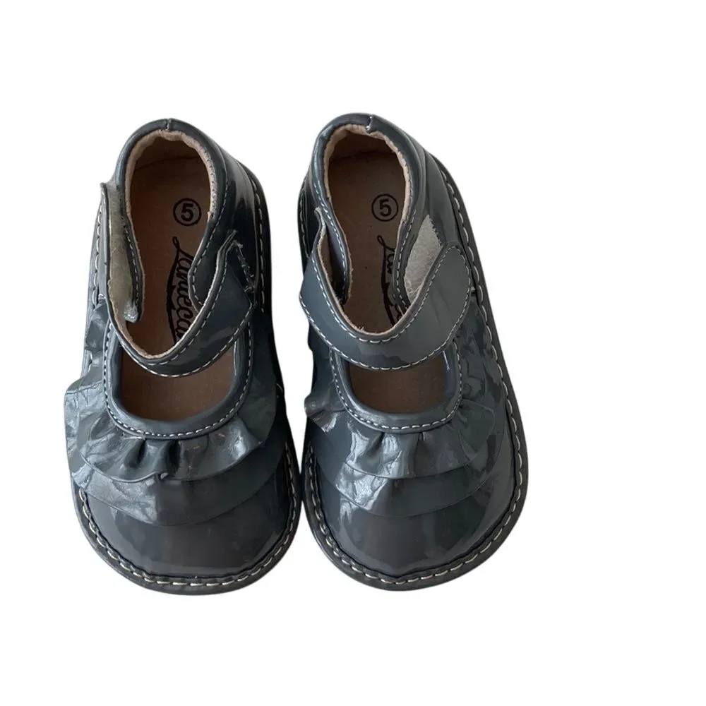 Laniecakes Girl's Patton Alligator Mary Jane‎ with Ruffle in Grey Size 5